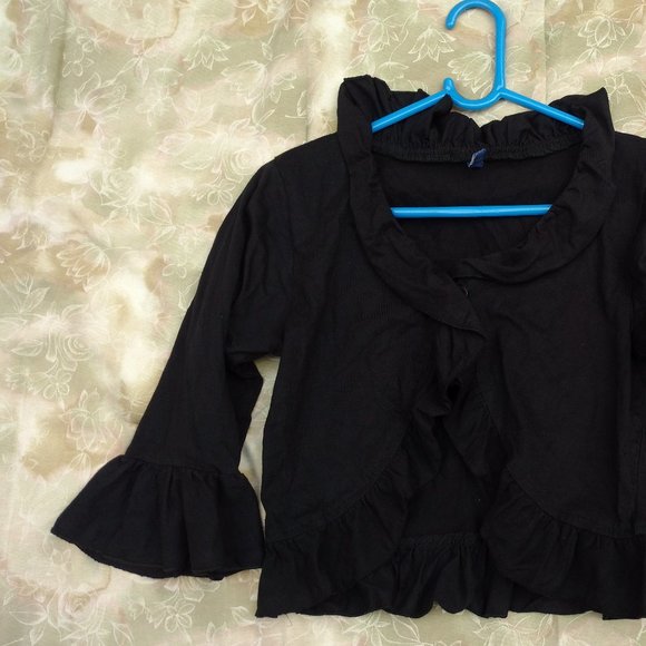 🍓 Voguish Frilly Black Shrug - Picture 3 of 7